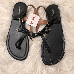Black and Gold Nautica Bow Sandals NWT